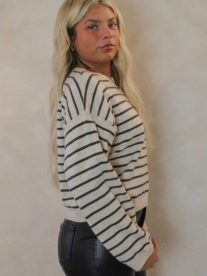 Drop sleeve stripe sweater for woman 