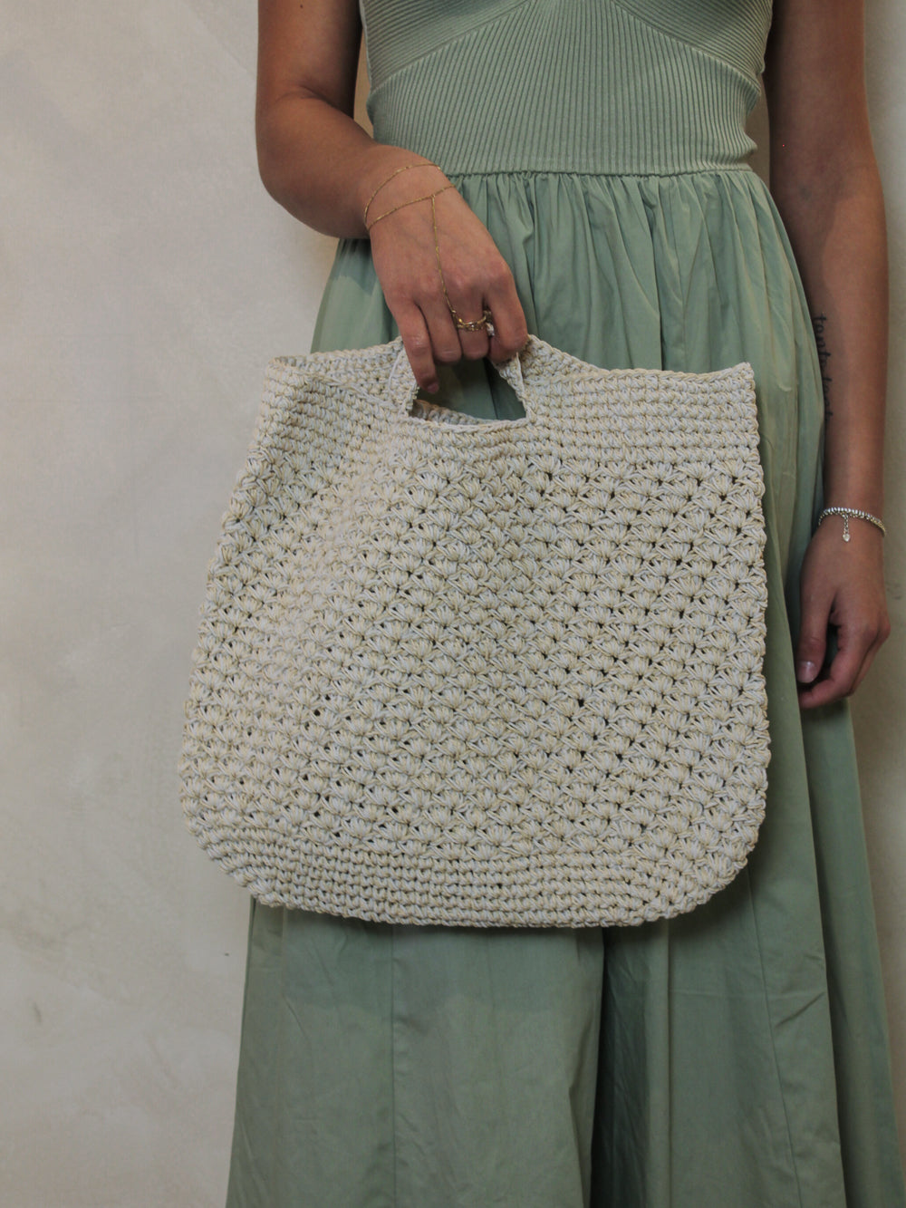 Moda Luxe Marisol Beige Woven Tote Bag 