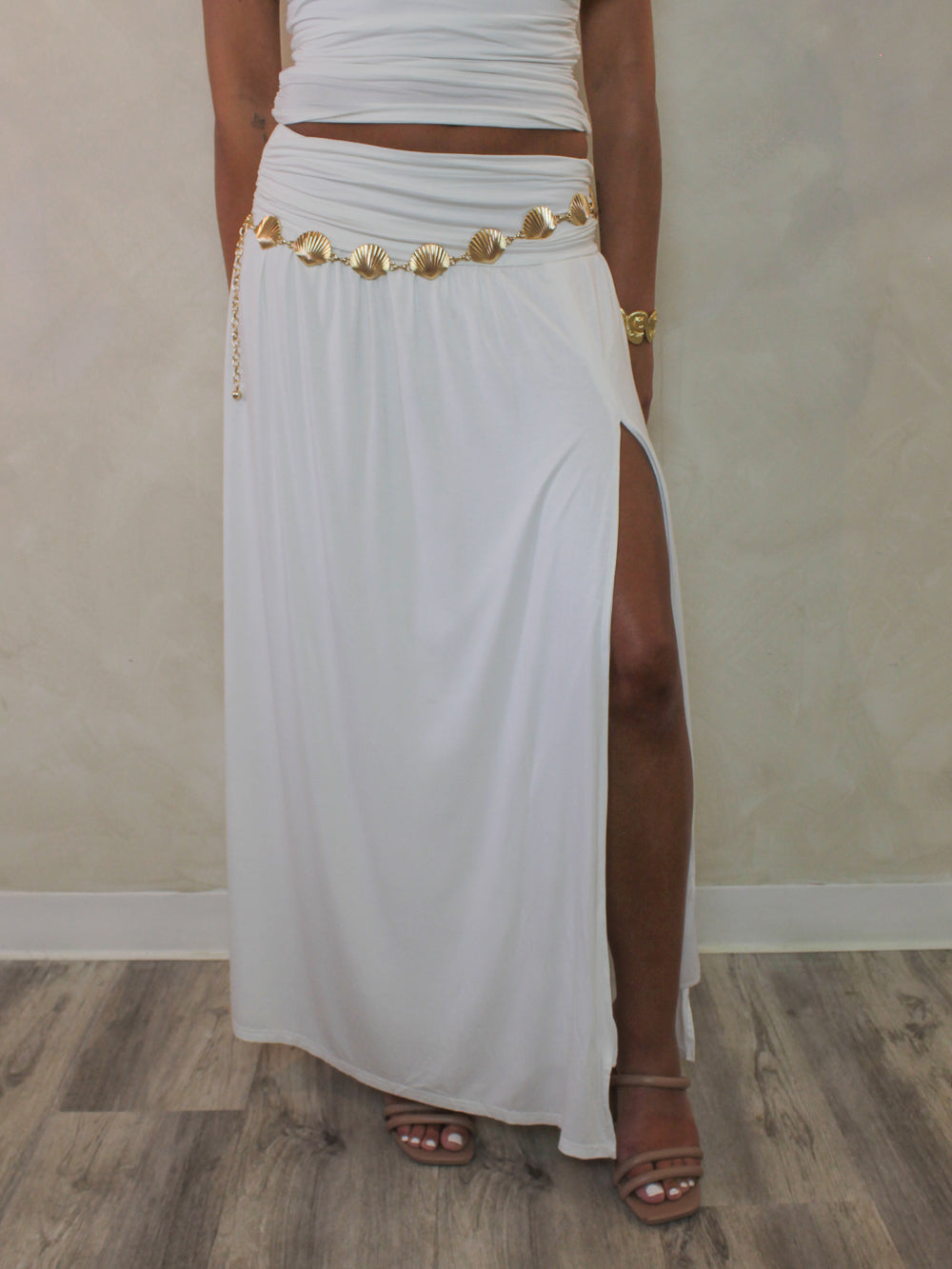 TULUM IVORY RUCHED SKIRT