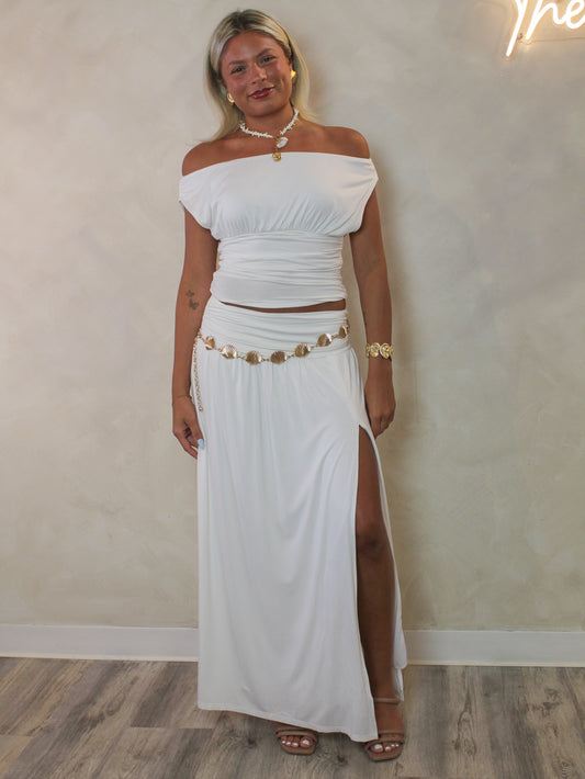TULUM IVORY RUCHED TOP