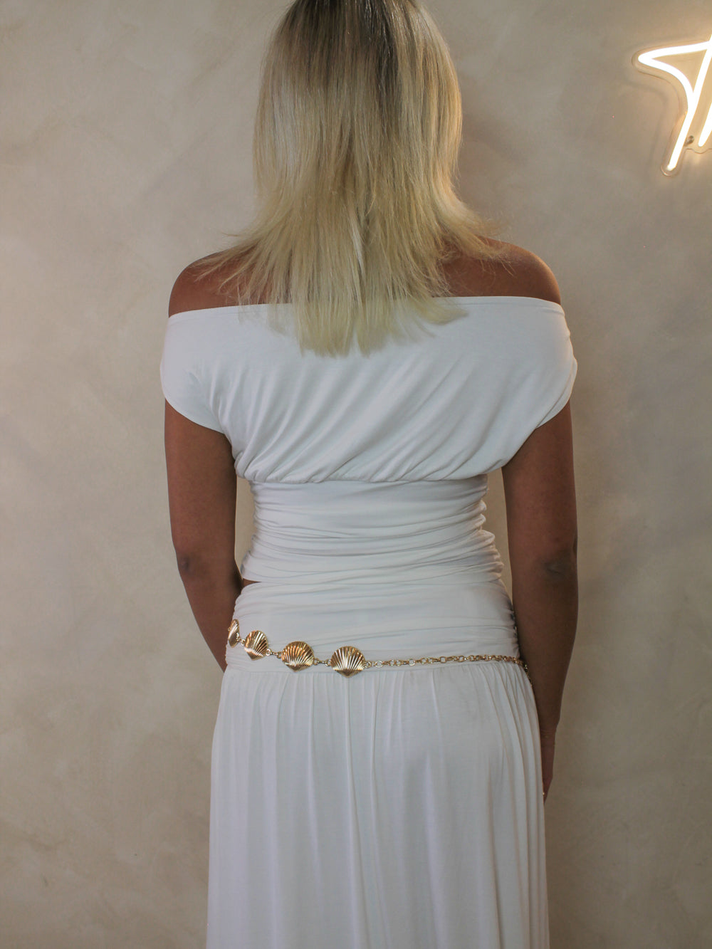 TULUM IVORY RUCHED TOP