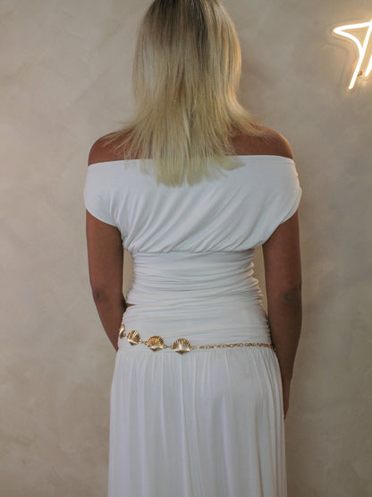 TULUM IVORY RUCHED TOP