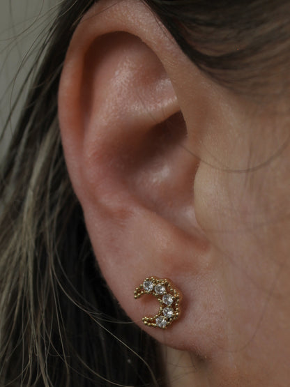 Gold moon stud earrings 