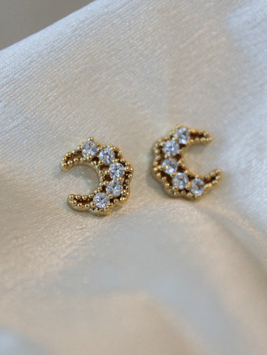 petite crescent moon stud earrings 