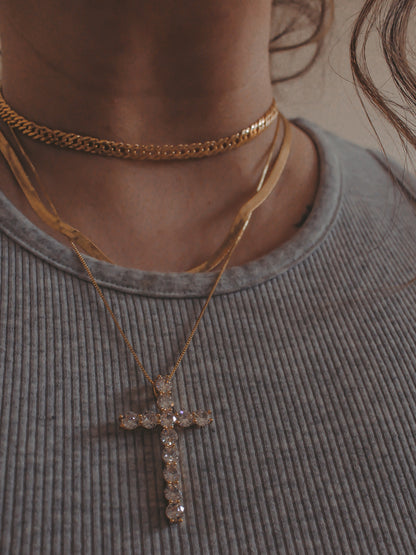 Gold Cross Necklace Stack 