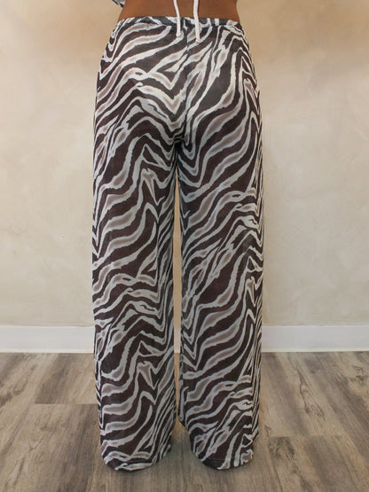 Sheer, zebra print cover up pants