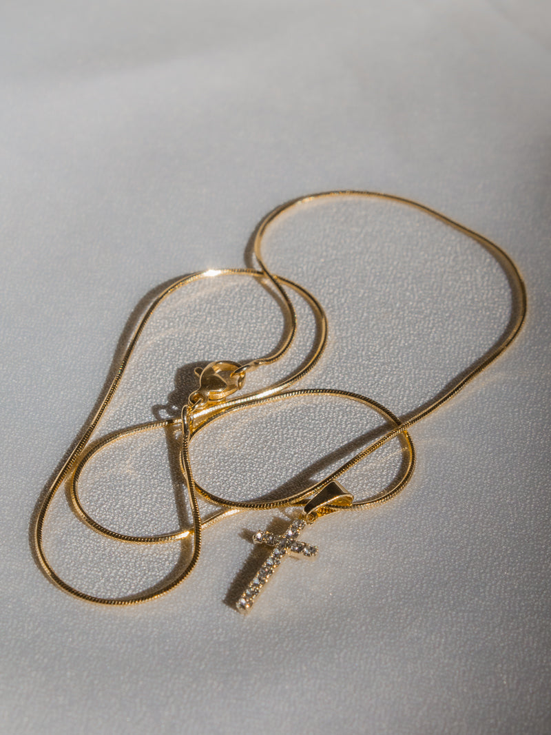 Dainty, Small, Gold Cross Necklace 