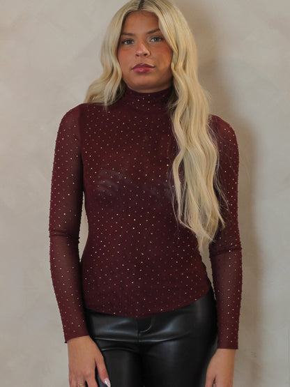TWILIGHT SHIMMER TOP | BURGUNDY
