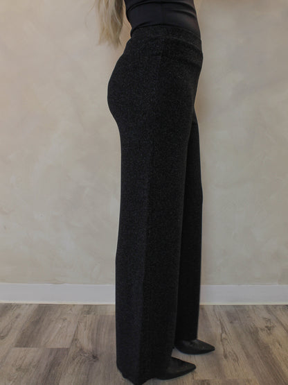 Black wide leg pants with silver shimmer