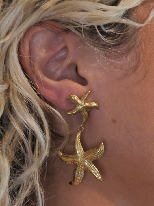 Gold Starfish Drop Earrings 