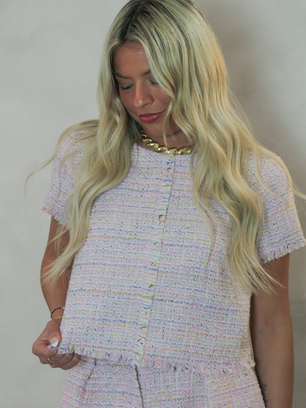 Steve Madden Pink Plaid Addie Top 