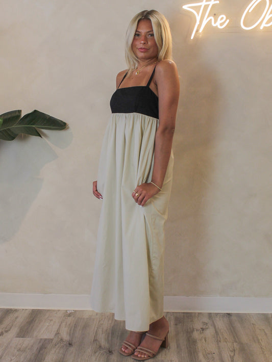 Steve Madden black and tan Emmaline Maxi Dress for summer days