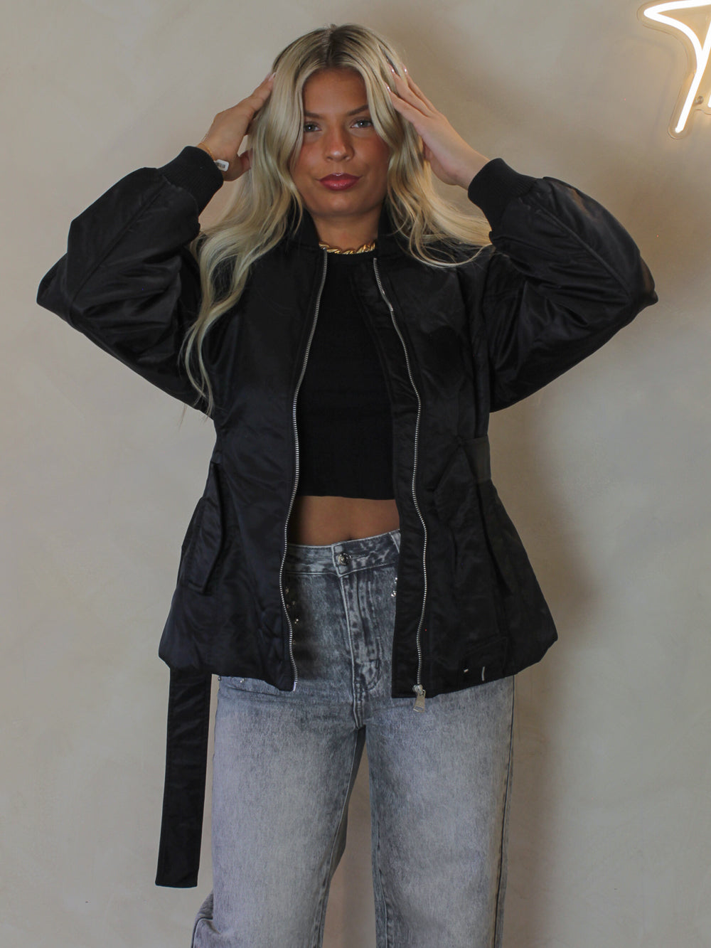 The Eryn Jacket by Steve Madden, Black wind breaker jacket for women 