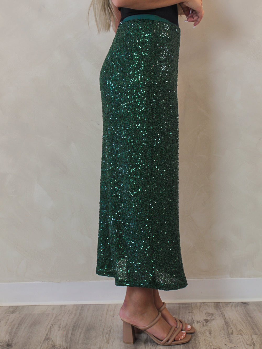 Emerald green midi skirt 