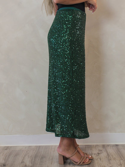 Emerald green midi skirt 