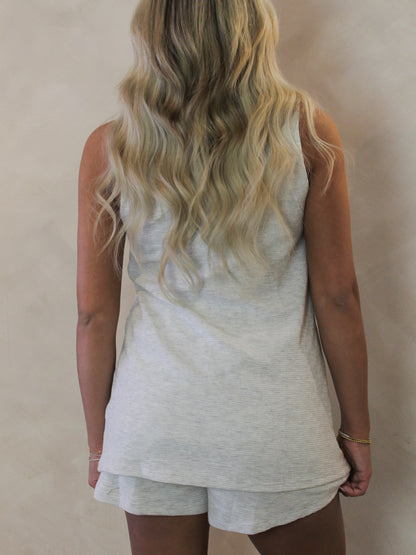 Back view of a long line, light weight vest 