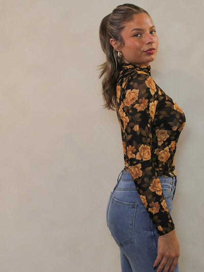 ANNIE FLORAL MESH TOP
