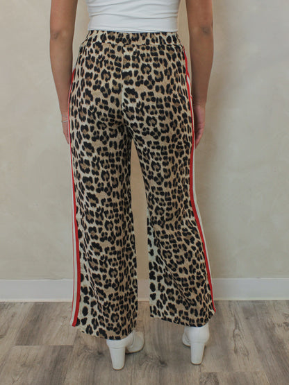Womens leopard wide leg pants