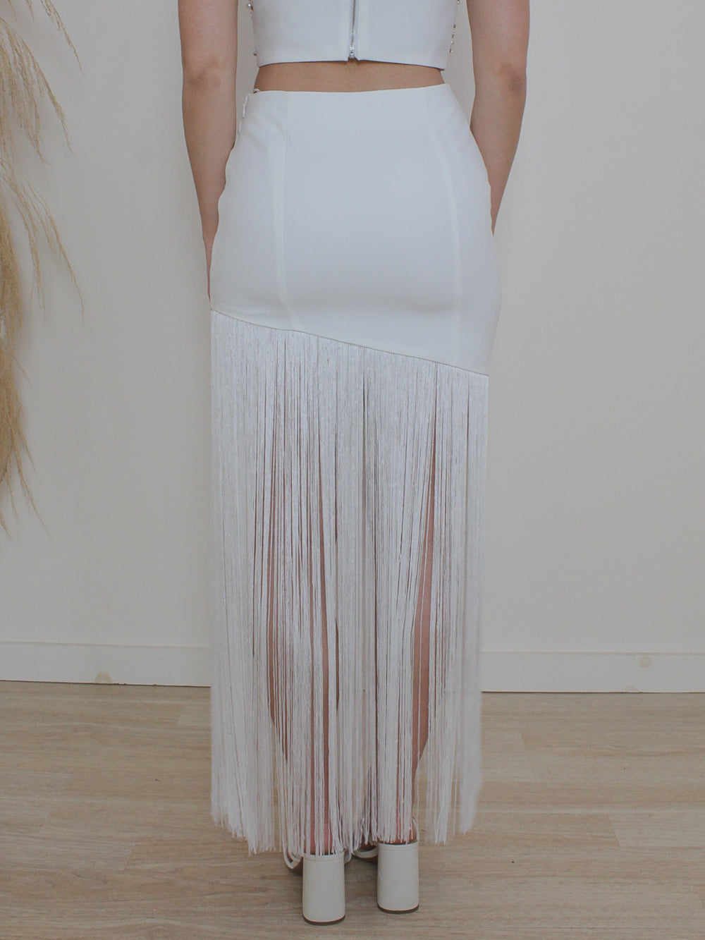 White Fringe Skirt