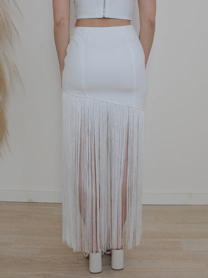 White Fringe Skirt