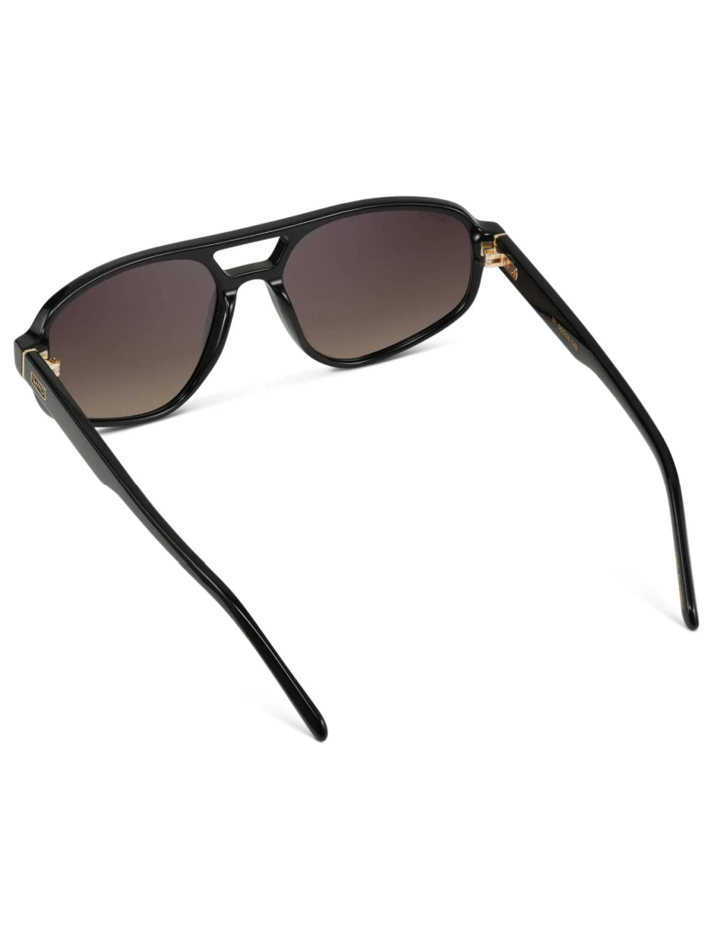 Black aviator sunglasses with grandent black lenses