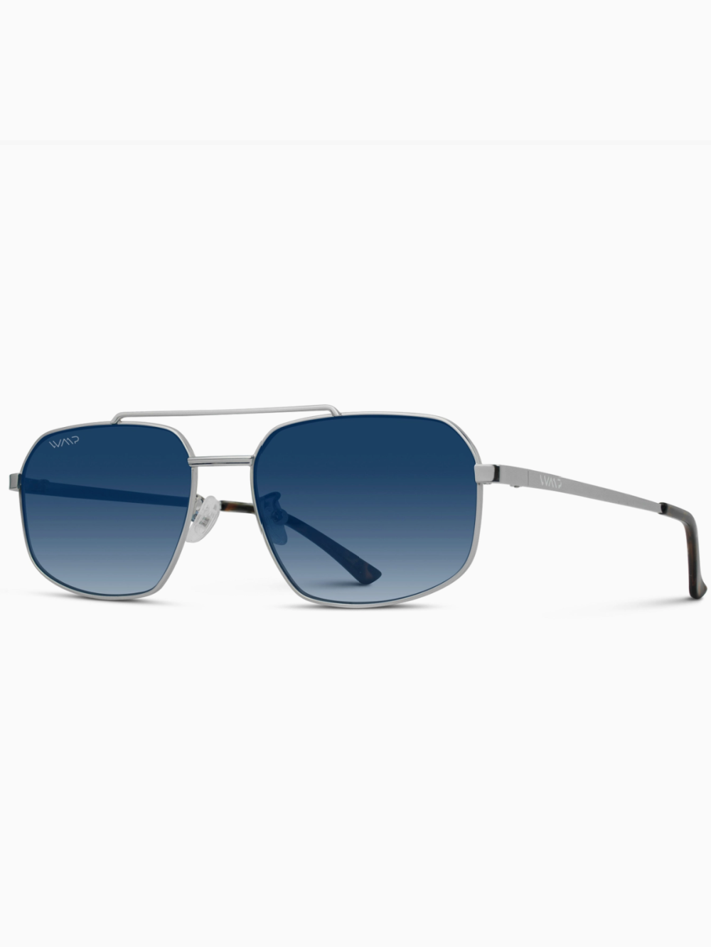 Womens silver aviators with blue gradient lens