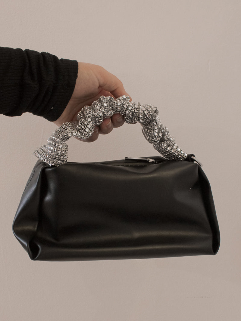Bida Black & Silver Scrunch Handle Bag