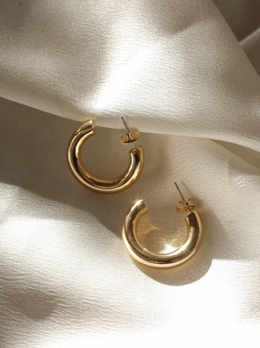 Gold Tube Hoop | Harper Hoop by Five & Two