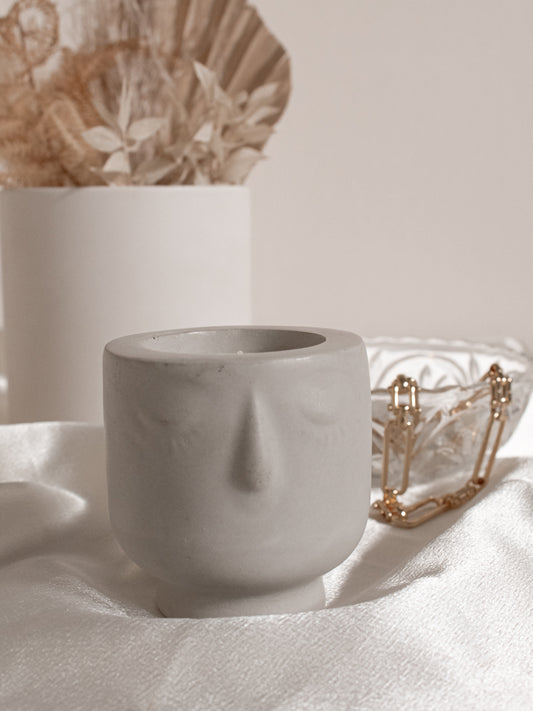 SMALL CONCRETE COCONUT SOY CANDLE VESSEL 