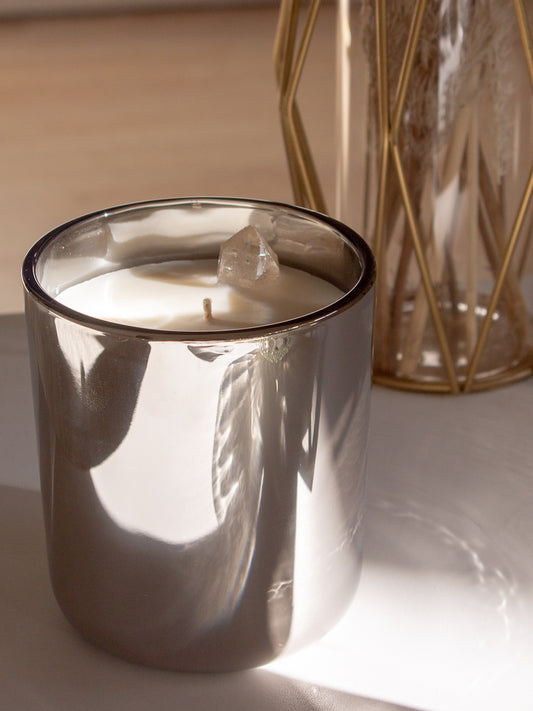 Winter Scented Soy Candle with Crystal