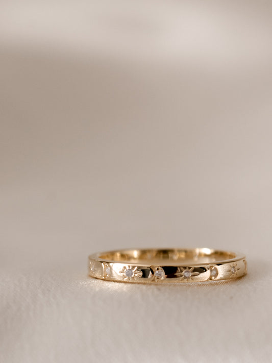Thin Gold Celestial Stacking Ring