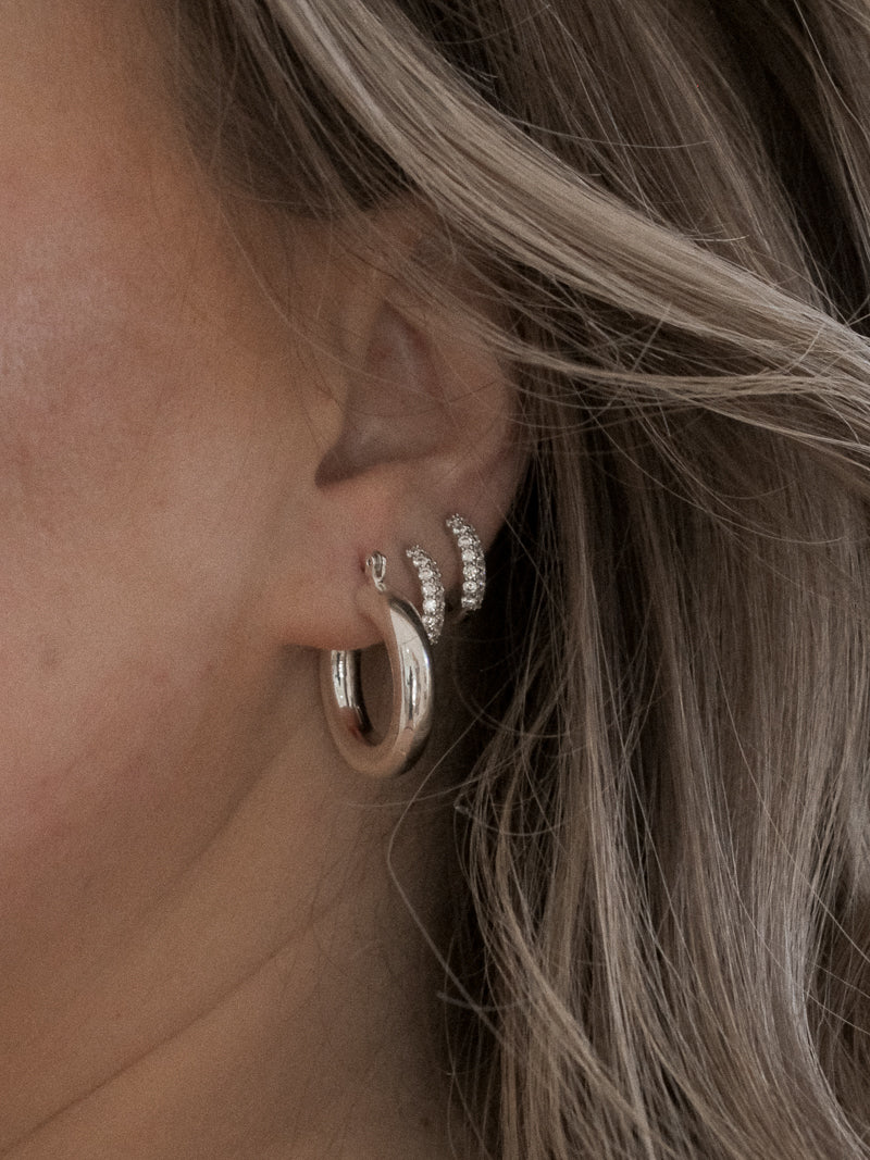 Silver Earring Stack featuring Luv AJ Hoops