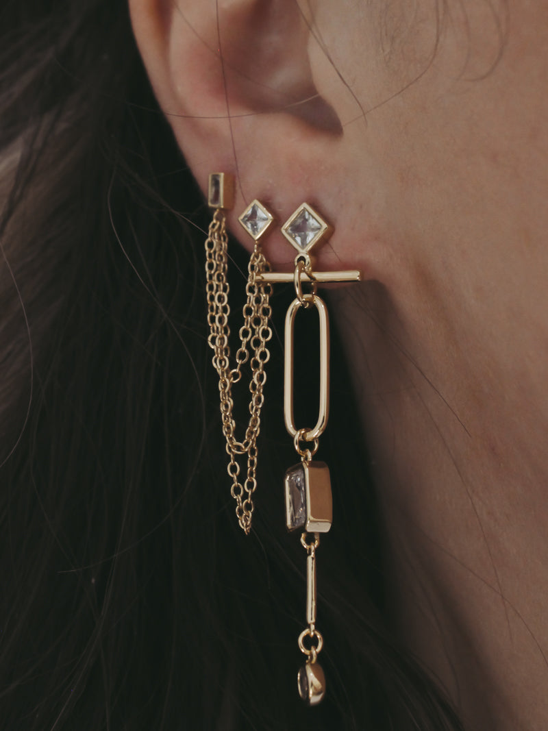 gold chain earrings for double pierced ears