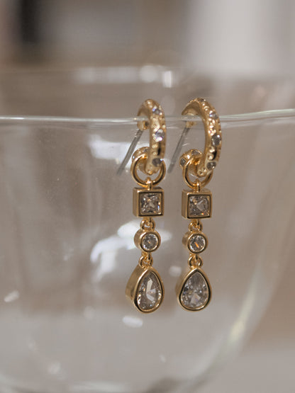 Bezel Stone Huggie Earrings | Luv AJ 