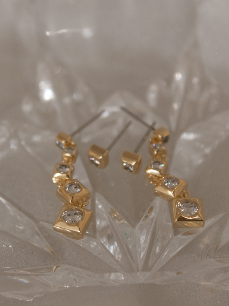 Gold Pyramid Stud Earring Set | Luv AJ