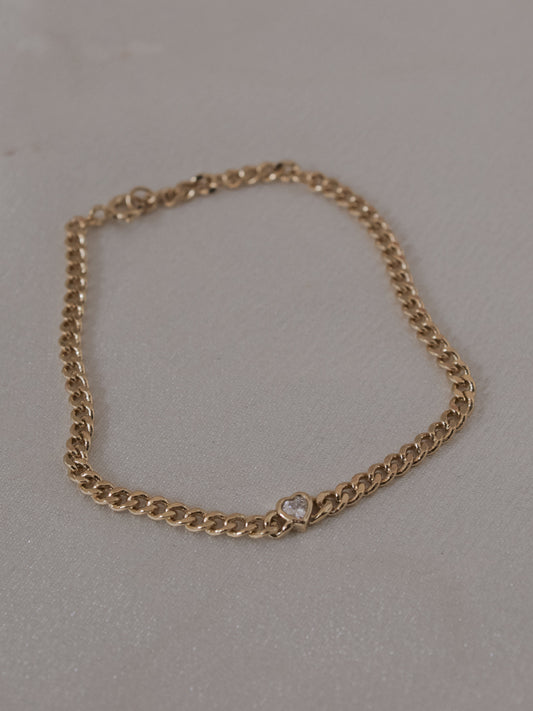 Gold Heart Charm Bracelet