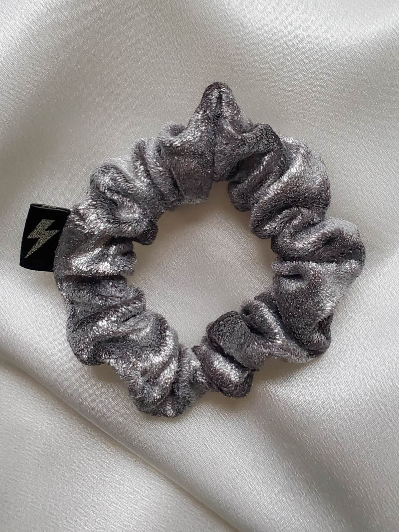 Silver Metallic Velvet Scrunchie by I'm With The Band