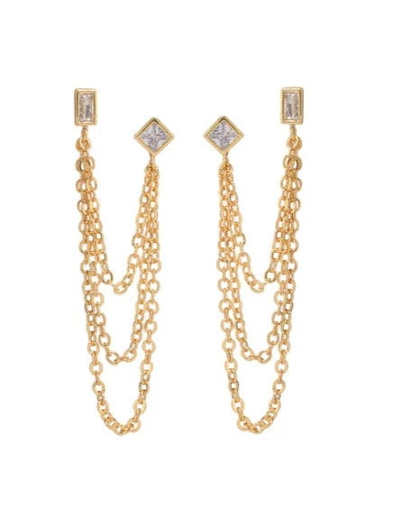 gold chain earrings for double piercing | Mixte Earring by LUV AJ