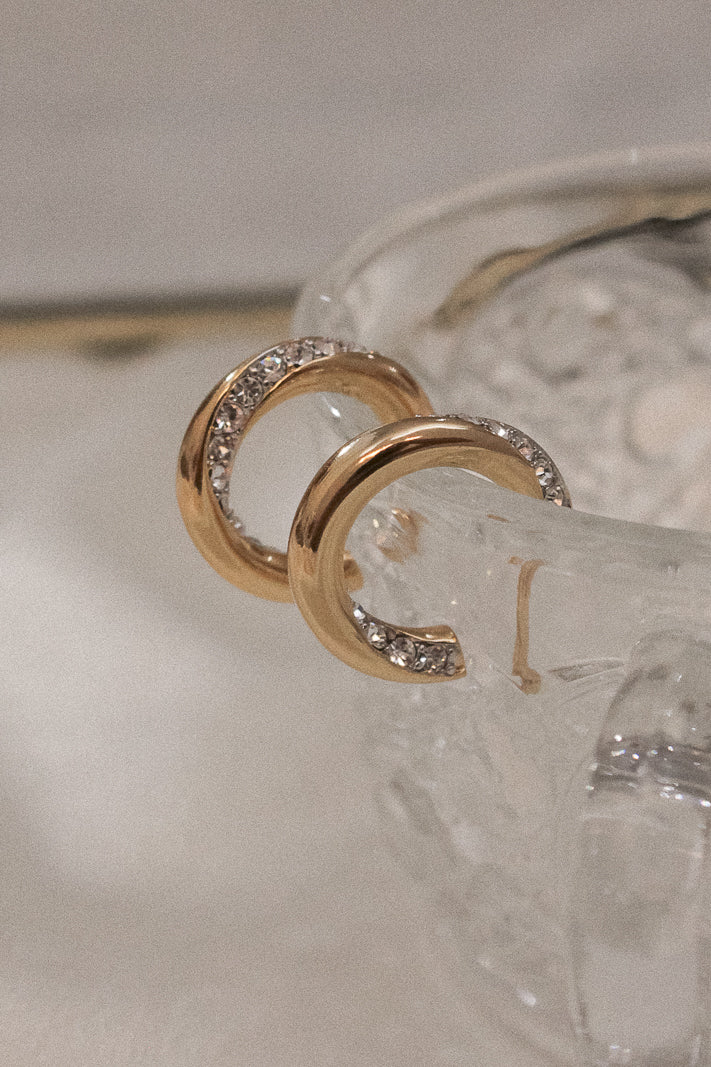 Gold Pave Hoop Earrings | Petit Moments