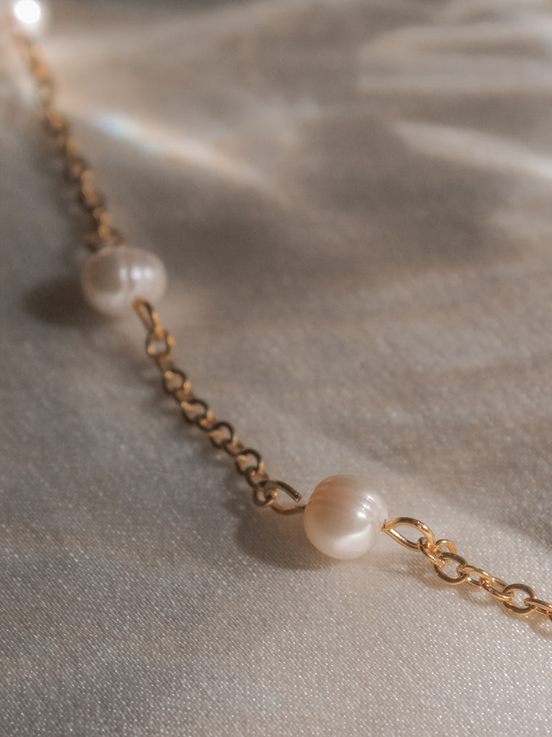Gold Chain Necklace with Pearl Detail