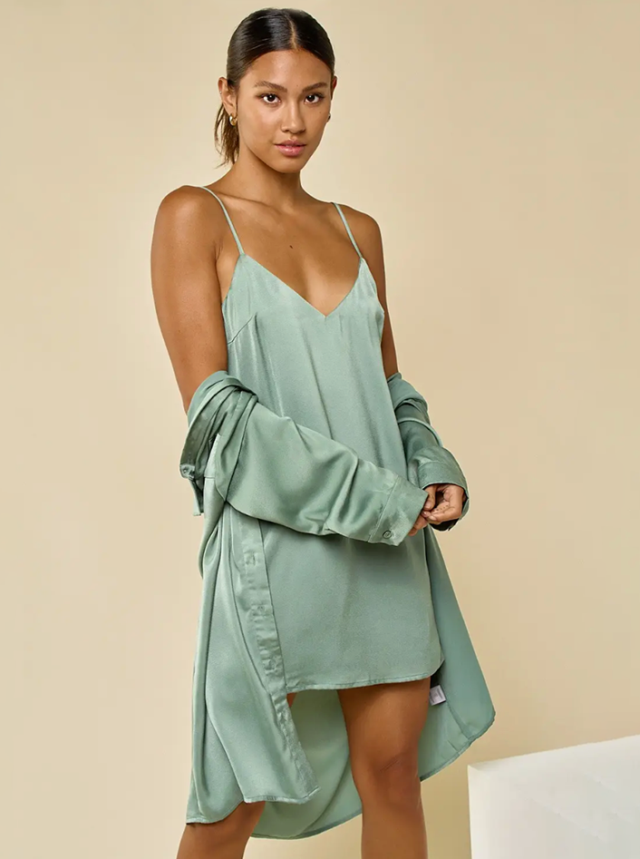 sage green slip dress The Slip On Dress in Sage