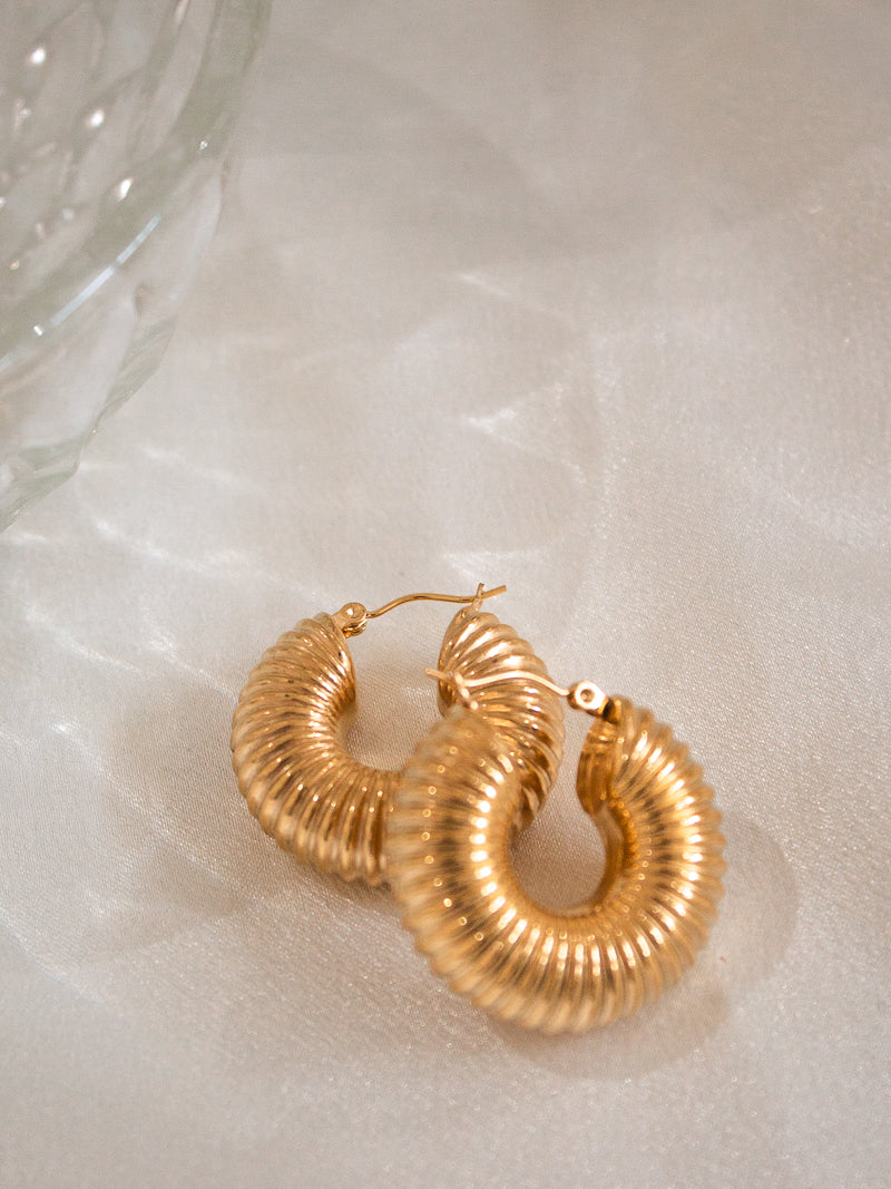 Textured Gold Chunky Hoops 