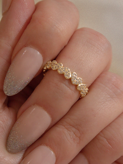 Gold Pave Heart Ring 