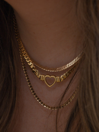 Gold Heart Necklace Layered Look 