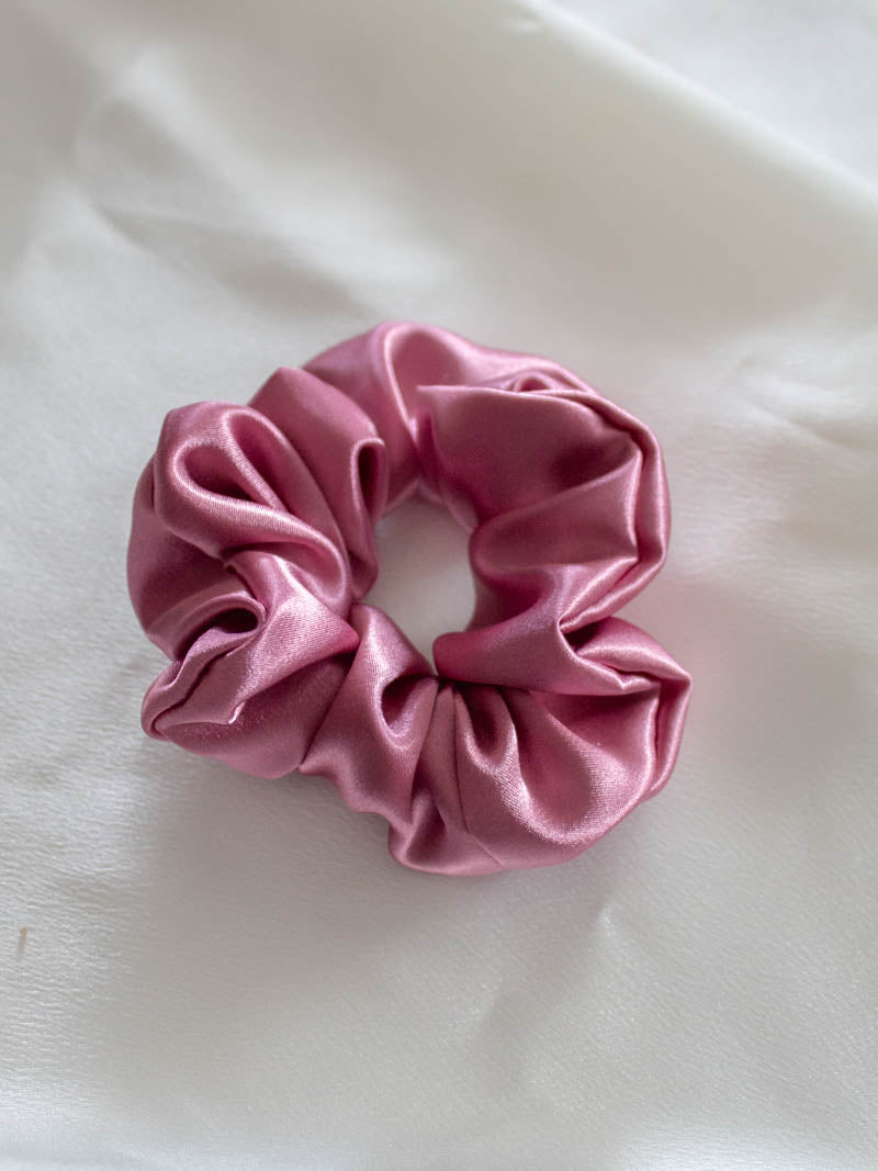 Pink Satin Scrunchie