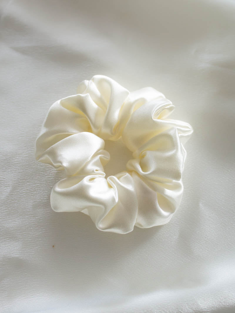 Off White Satin Scrunchie