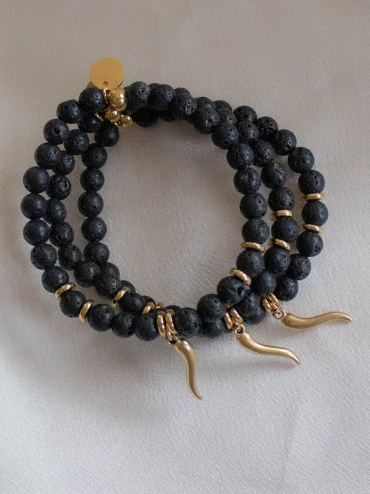 STUD MUFFIN BOSTON LAVA STONE & ITALIAN HORN BRACELETS