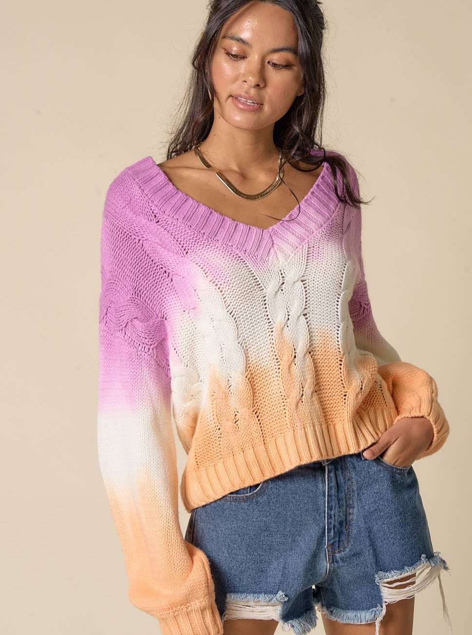 Ombre Wide Neck Sweater