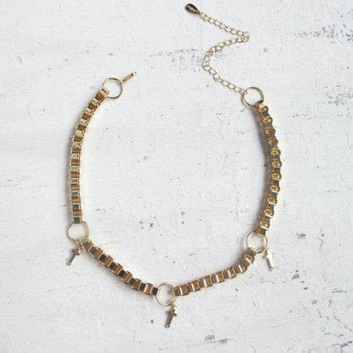 Gold Choker Necklace with Cross Charms | Minc Collection