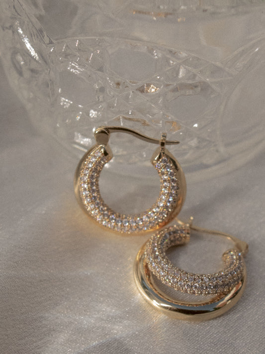 Gold Hoop with Pave Detail 